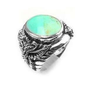 Mens LARGE Sterling Silver GREEN TURQUOISE Ring Size 12.5(Sizes 9,11.5 