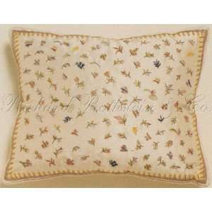   and Yellow Seaming Embroidered on a White Throw Pillow 
