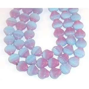  9mm Sea Shell Czech Glass Beads   25 pc HurriCane Blue 