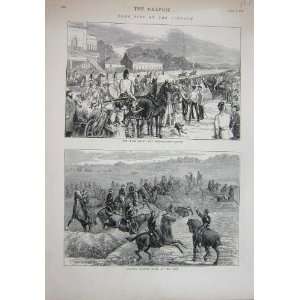  1874 Curragh Camp Life Irish Derby Horses Jumping Sport 