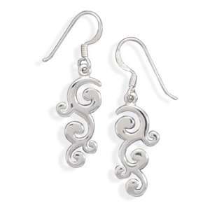  Sterling Silver Scroll Design French Wire Earrings West 