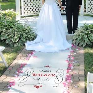   Vintage Scroll Personalized Wedding Aisle Runner
