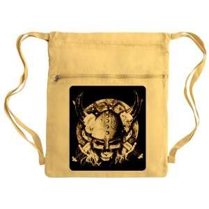   Messenger Bag Sack Pack Yellow Helmet Sword and Skull 