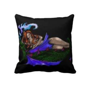  The Maiden and The Dragon on Black Pillow 