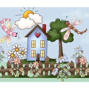  Cute Folk Country House and Picket Fence Art Mousepad 
