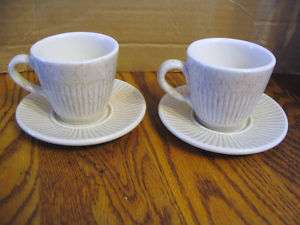 Red Wing Tan Fleck Stoneware Cups and Saucers  