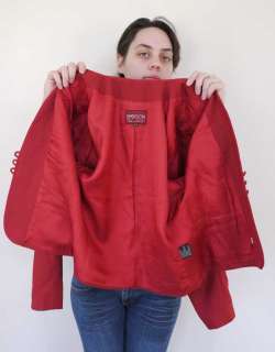 Vtg 80s Sasson Red Puff Sleeve Cropped Blazer  