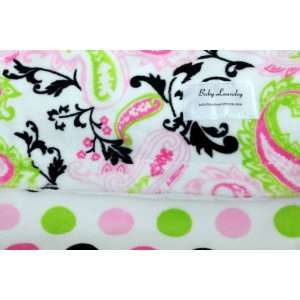  Double Sided Minky Blanket   Baby Size (Pink & Lime 
