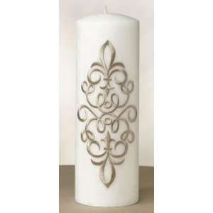  Bronze Flower Ivory Palm Wax Pillar Candle.