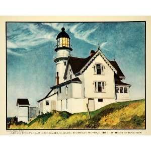 1937 Print Edward Hopper Lighthouse Architecture Cape Elizabeth Maine 