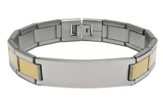 Stainless Steel 8 Personalized Gold & Silver Link Mens Bracelet Free 