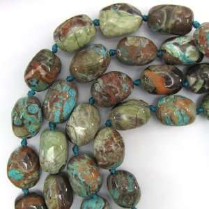  26mm brown blue turquoise nugget beads 16 strand