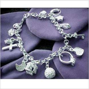 SALE European Style Solid silver Womens Charm Bracelet For Xmas Gift 
