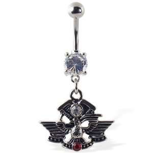  Navel ring with dangling eagle logo Jewelry