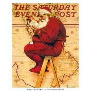  Norman Rockwell   Santa at the Map NO LONGER IN PRINT 