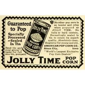  1927 Ad American Pop Corn Co Jolly Time Popcorn Snack Food 