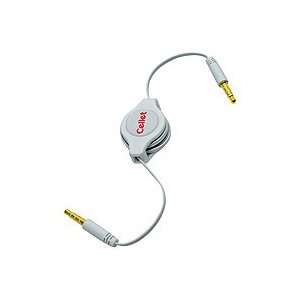 Cellet White Retractable 3.5mm Pin to 3.5mm Input Stereo Audio Cable