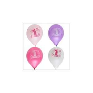  My 1st Birthday Pink Printed Latex Balloons Asst. (8 count 