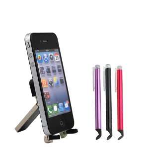iKross Black Universal Cellphone Stand + 3 Colors Stylus with Flat Tip 