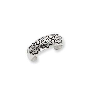  Sun Toe Ring in Antiqued, Sterling Silver Jewelry