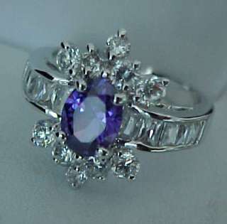 ESTATE style 4.45ctTW Oval cut Amethyst Simulated Cluster CZ Cocktail 