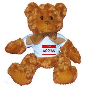 HELLO my name is ADRIAN Plush Teddy Bear with BLUE T Shirt 