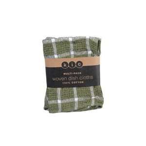   Home Dish Cloth, Plaid Olive Green 3 Count (Pack of 6)