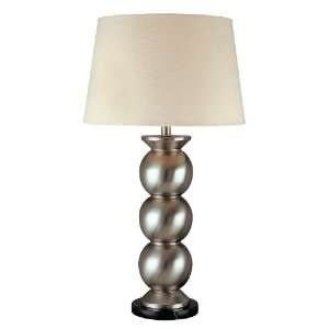   Salus Table Lamp, Polished Steel with Off White Fabric Shade Home
