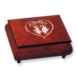  Red Doves & Heart Inlay Music Box Jewelry