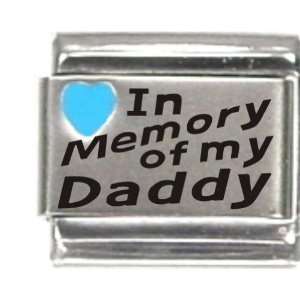  In Memory Of My Daddy Dark Blue Heart Laser Italian Charm 