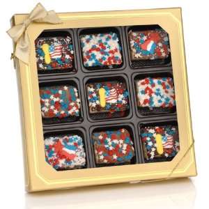 Patriotic Chocolate Dipped Mini Crispy Rice Bars  Window Gift Box of 9 