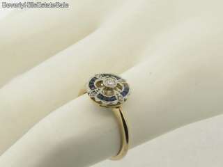 Antique Art Deco Diamonds Sapphires White & Yellow Gold Ring  