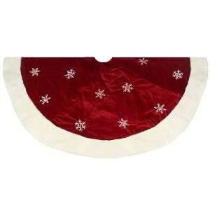  56 Burgundy Red Snowflake Design Christmas Tree Skirt 