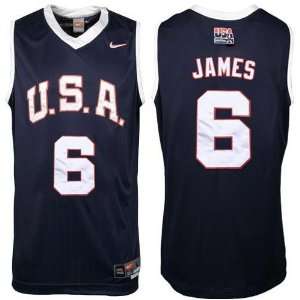 Nike Team USA #6 LeBron James Navy Blue Tackle Twill 
