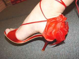 Julia Rossini 1041a Red Strappy Satin Sandal 39.5 / 9.5  