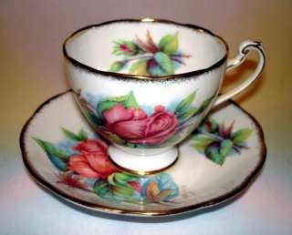Signed Roslyn China Wheatcroft Roses #1 Tea Cup and Saucer Set  