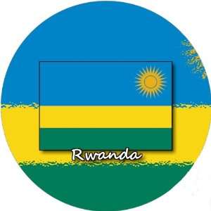  58mm Round Badge Style Keyring Rwanda Flag