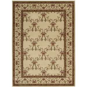  Ashton House Collection Beige and Red Floral Wool Area Rug 