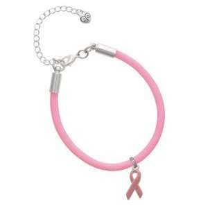  Pink Ribbon Charm on a Pink Malibu Charm Bracelet Jewelry