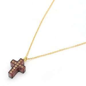  [Aznavour] Lovely & Cute Cross Necklace / Brown. Jewelry