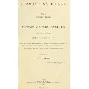  Leabhar Na Feinne Heroic Gaelic Ballads Collected In Scotland 