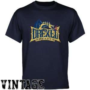  NCAA Drexel Dragons Navy Blue Distressed Logo Vintage T 