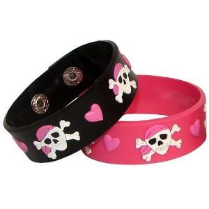  Pink Pirate Girl Rubber Bracelets (1 dz) Toys & Games