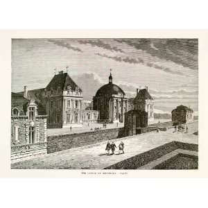  1875 Woodcut Castle Monceaux Chateau Seine et Marne 