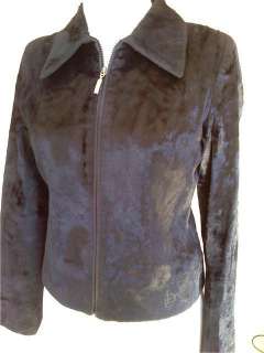 Roccobarocco Jeans Black Fur Coat Jacket Zipper Small  
