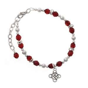   Knot Cross Maroon Czech Glass Beaded Charm Bracelet [Jewelry] Jewelry