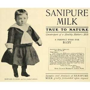  1905 Ad Sanipure Milk Ed Berg Imperial Mining Baby Kid 