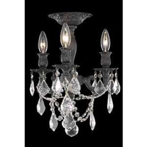  Rosalia 3 Light Flush Mount in Dark Bronze Crystal Color 