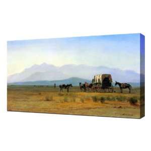  The stagecoach in the Rockies by Bierstadt   Framed Canvas 