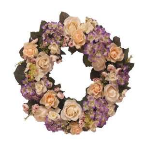   Soft Peach Rose and Lavender Front Door Wreath WR4604